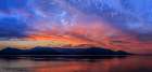 USA-Washington State-Seabeck Sunset panoramic of Hood Canal and Olympic Mountains Art Print